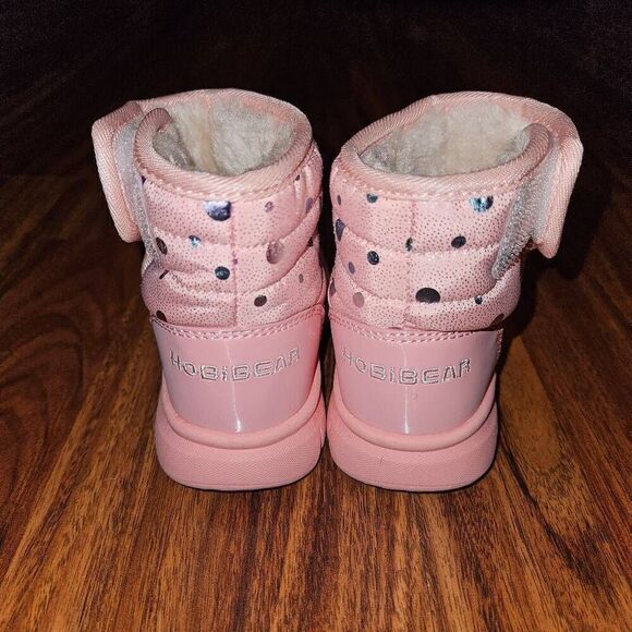 6 for $25 🎃Hobibear Pink and Silver Fuzzy Velcro Snow Boots Toddler Size 5 - Picture 5 of 6